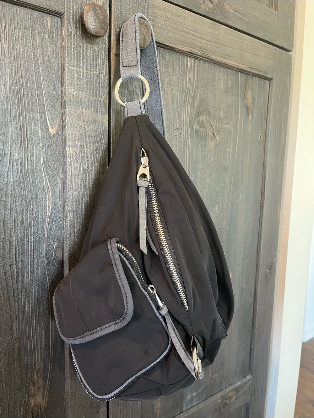 Co-Lab Black Nylon Cargo Hobo Shoulder Bag Slouchy Utility - Picture 4 of 6